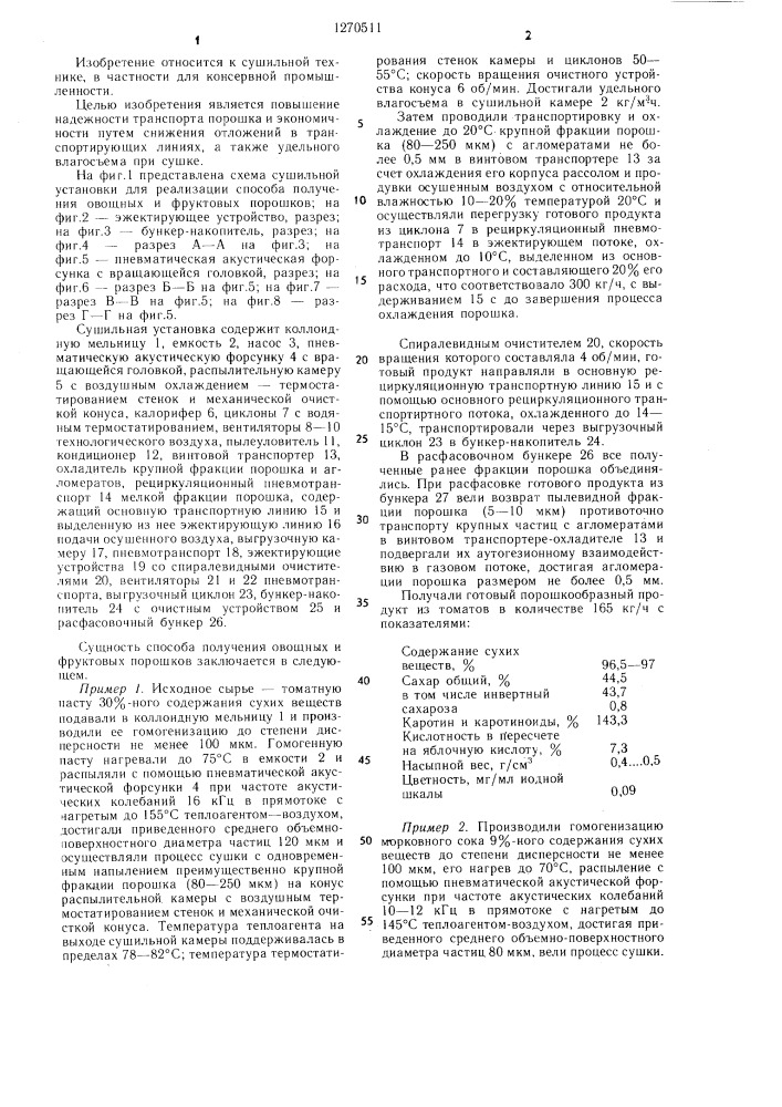 Способ получения овощных и фруктовых порошков (патент 1270511)