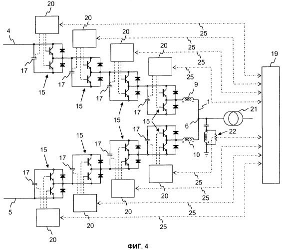 Силовой преобразователь с распределенным управлением ячейками (патент 2474035)