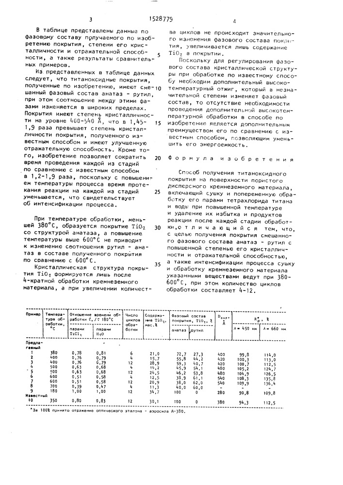 Способ получения титаноксидного покрытия на поверхности пористого дисперсного кремнеземного материала (патент 1528779)