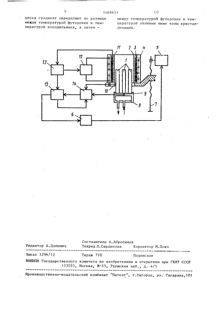 Способ автоматического регулирования температурного режима в установке получения отливок постоянных магнитов направленной кристаллизацией (патент 1468651)