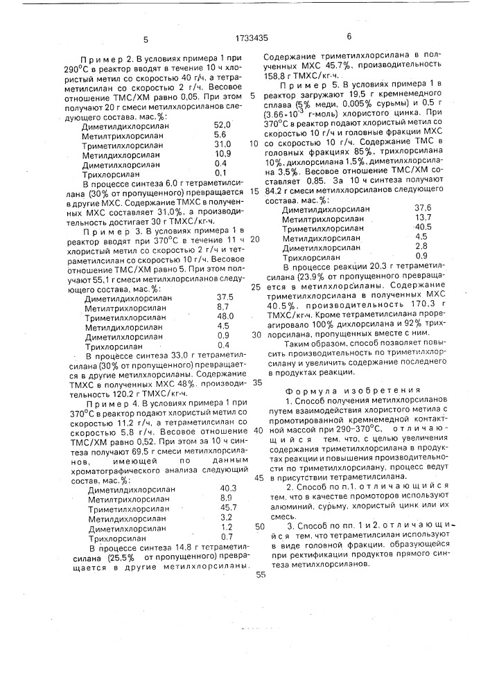 Способ получения метилхлорсиланов (патент 1733435)