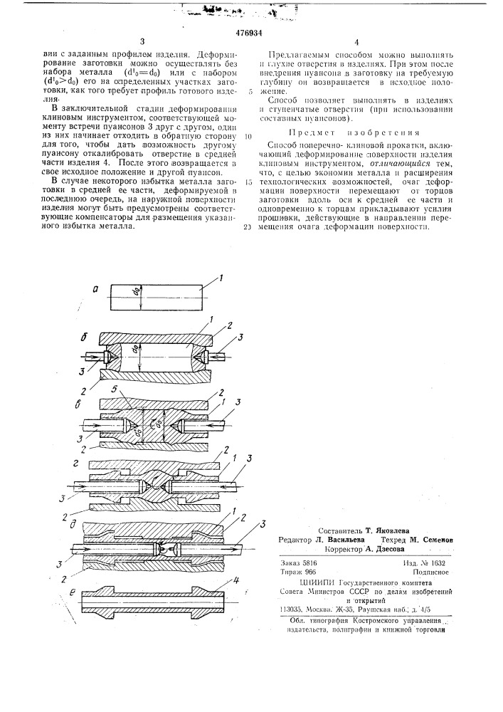 Способ поперечно-клиновой прокатки (патент 476934)