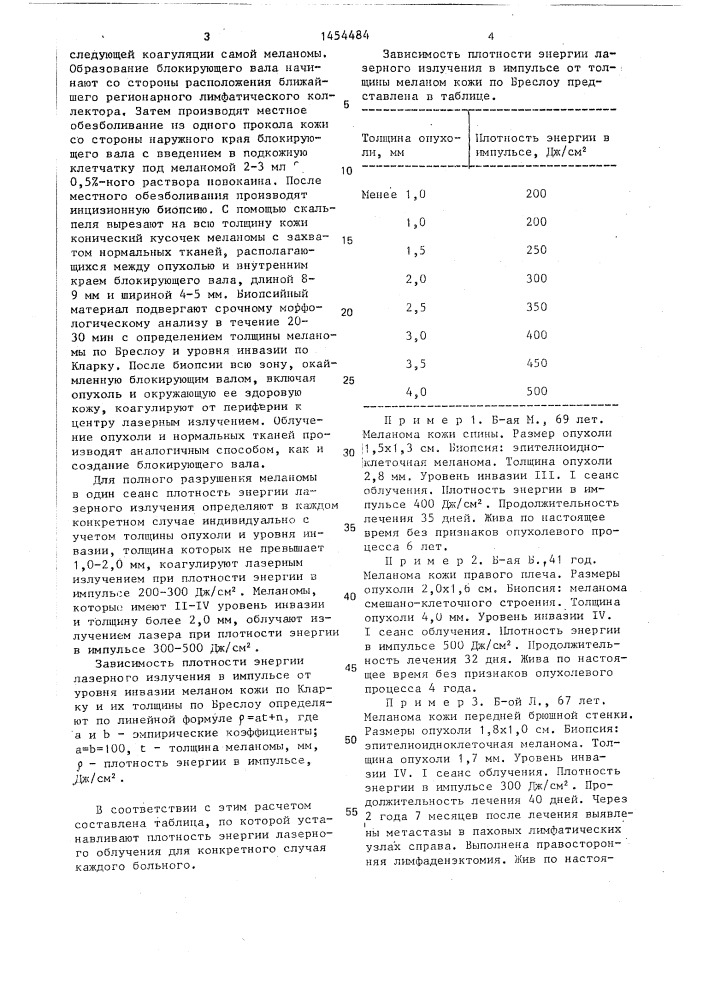 Способ лечения меланом кожи (патент 1454484)