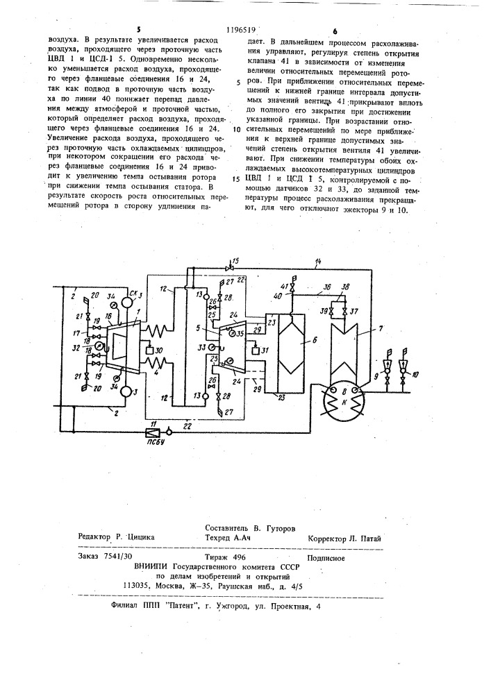 Способ воздушного расхолаживания паровой турбины (патент 1196519)