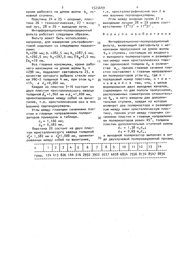 Интерференционно-поляризационный фильтр (патент 1525649)