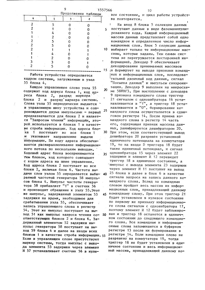 Устройство для обмена данными между источником и приемником информации (патент 1557566)