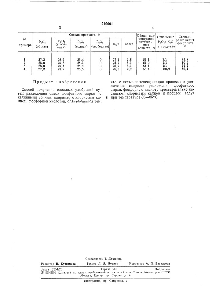 Способ получения сложных удобрений (патент 219601)