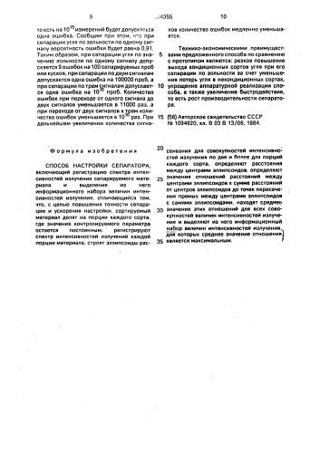 Способ настройки сепаратора (патент 2004355)