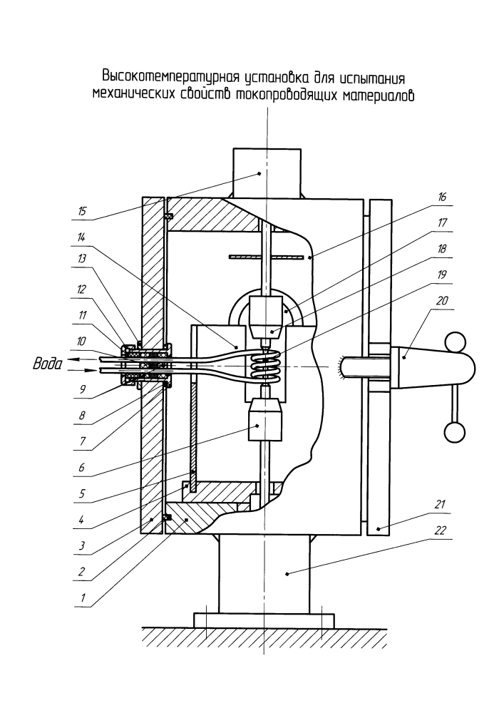 Высокотемпературная установка для испытаний механических свойств токопроводящих материалов (патент 2622492)