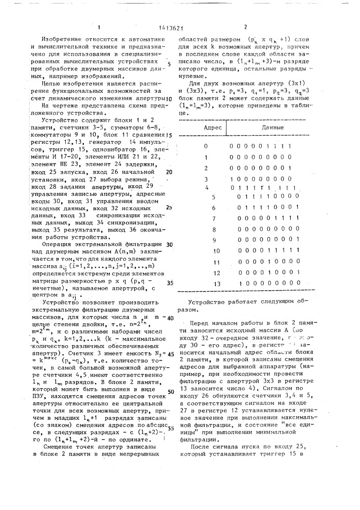 Устройство для экстремальной фильтрации (патент 1413621)