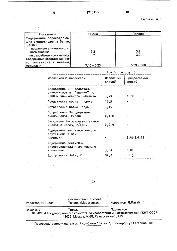 Способ определения доступных к усвоению серосодержащих аминокислот пищевых белков (патент 1718115)