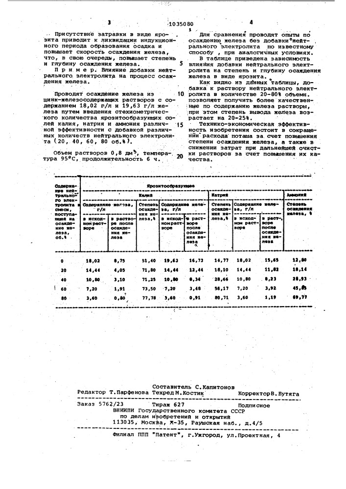 Способ переработки цинкового огарка (патент 1035080)