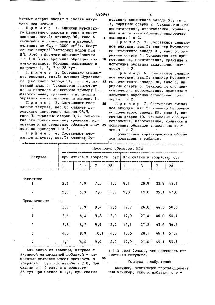 Вяжущее (патент 895947)
