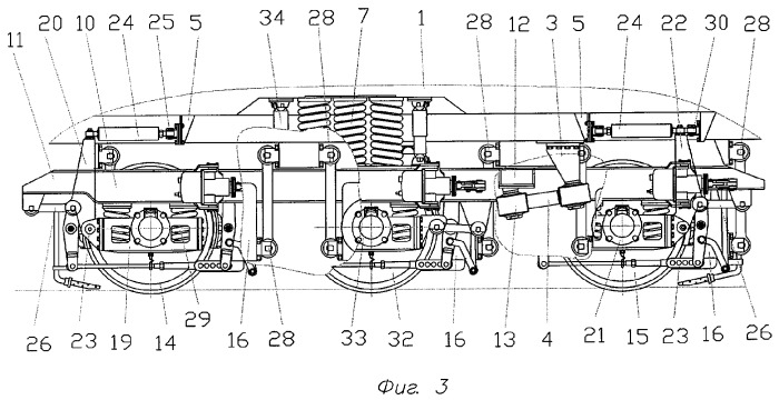 Железнодорожное тяговое транспортное средство с трехосными тележками (варианты) (патент 2307753)