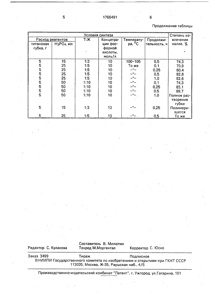 Способ получения неорганического ионообменника-фосфата титана (патент 1766491)