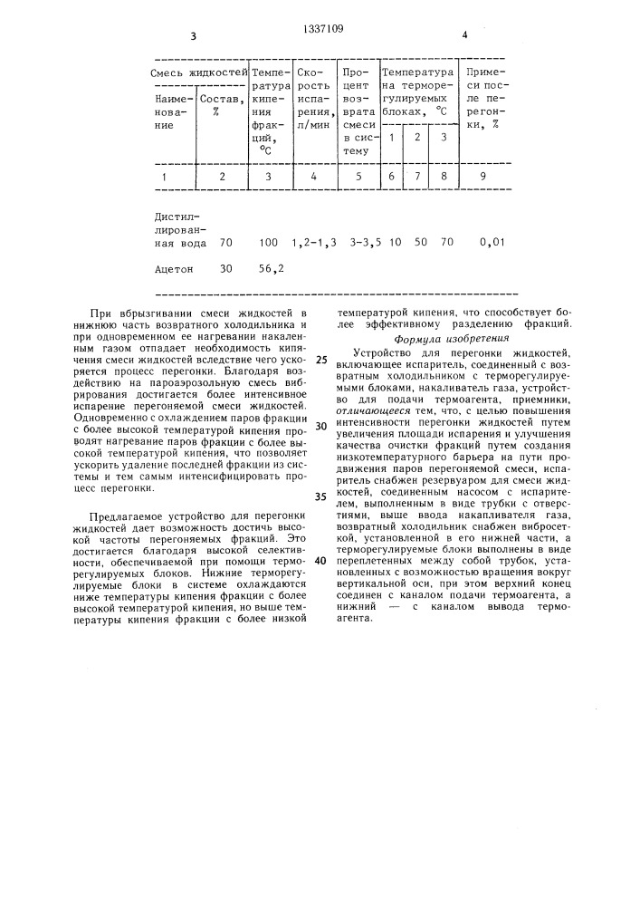 Устройство для перегонки жидкостей (патент 1337109)