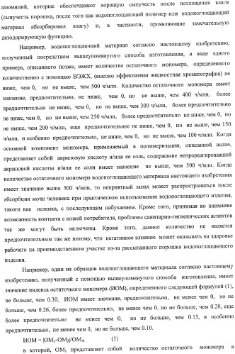 Водопоглощающий материал, водопоглощающее изделие и способ получения водопоглощающего материала (патент 2364611)