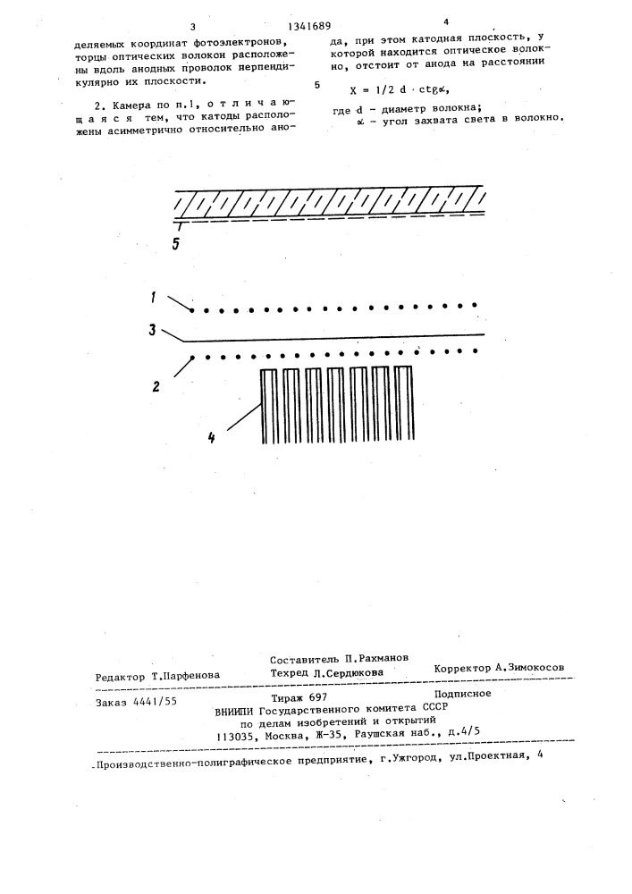 Газоразрядная камера с волоконно-оптическим съемом информации (патент 1341689)