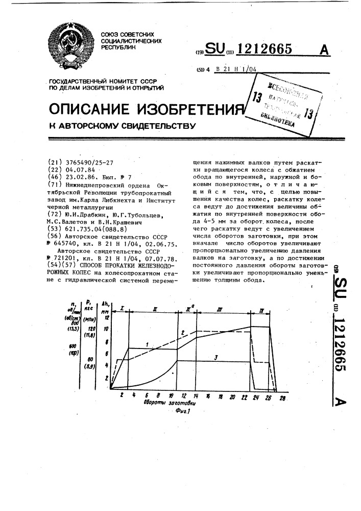 Способ прокатки железнодорожных колес (патент 1212665)