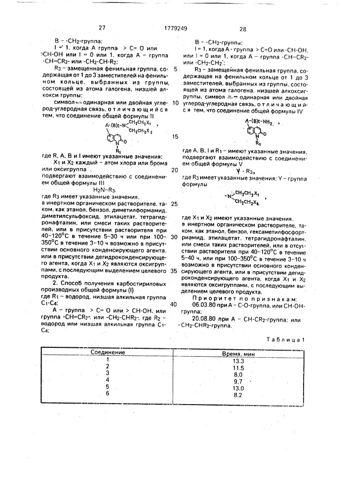 Способ получения карбостириловых производных (его вариант) (патент 1779249)