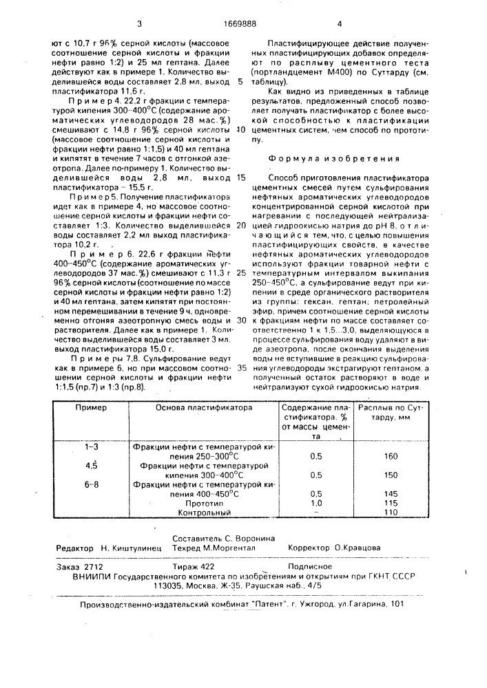 Способ приготовления пластификатора цементных смесей (патент 1669888)