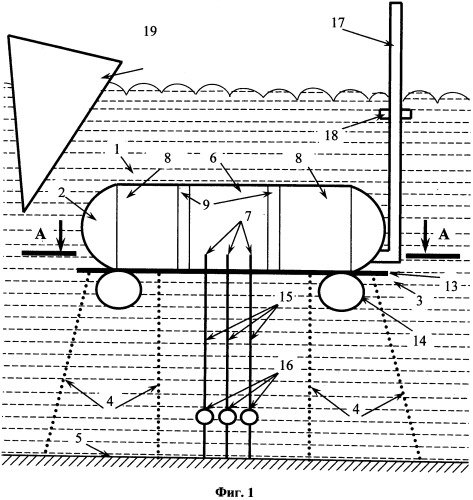Подводная эксплуатационная платформа для добычи нефти и газа (патент 2503800)