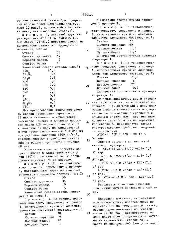 Связка для изготовления абразивного инструмента (патент 1530427)