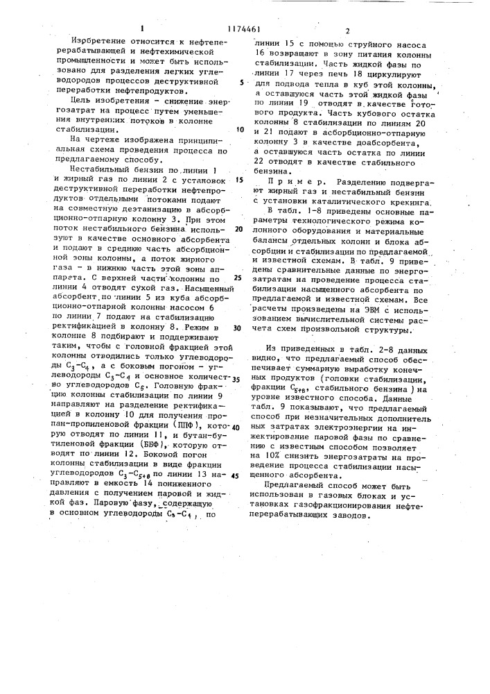 Способ разделения смеси газообразных и жидких углеводородов (патент 1174461)