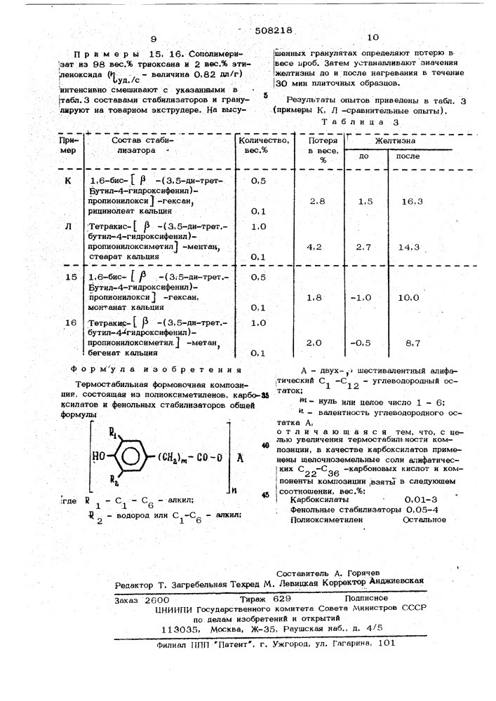 Термостабильная формовочная композиция (патент 508218)