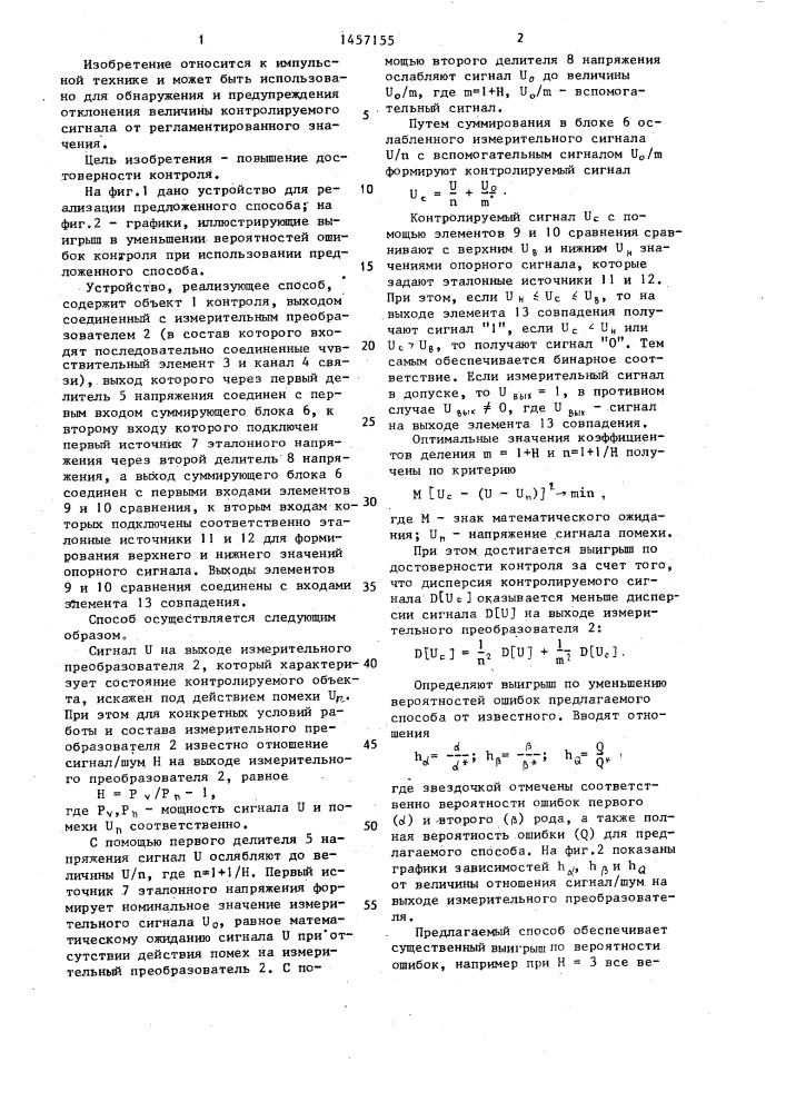 Способ допускового контроля амплитуды сигнала (патент 1457155)