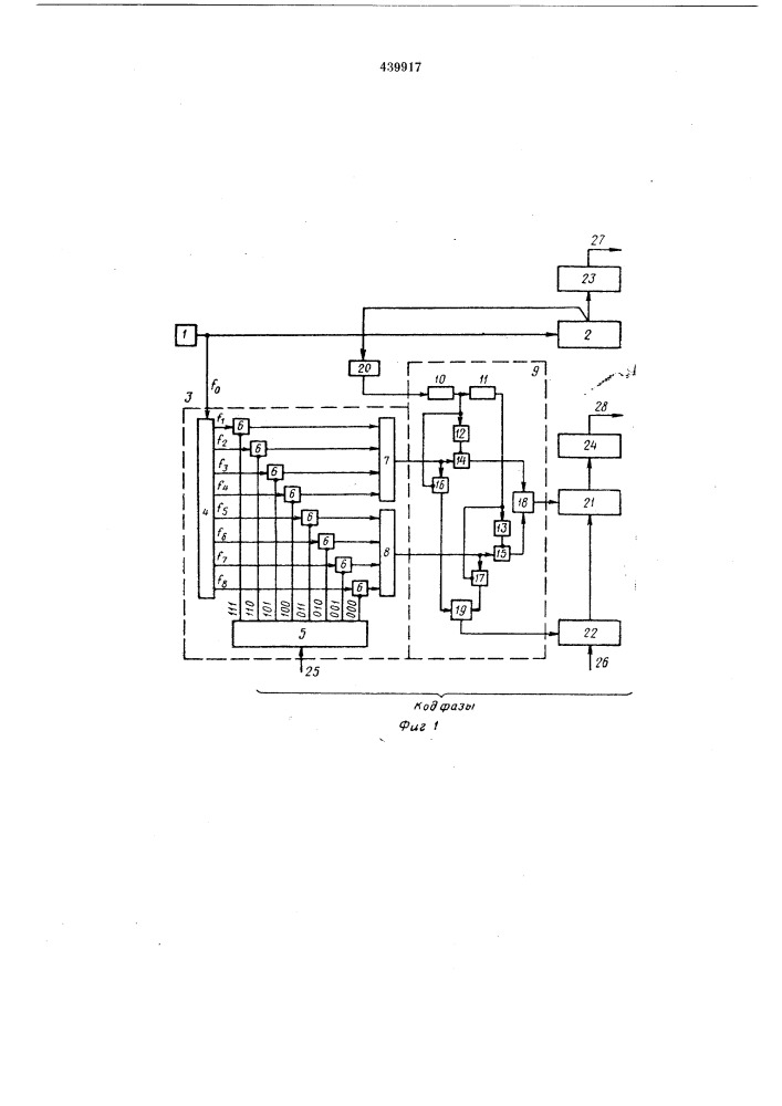 Преобразователь код-сдвиг фазы (патент 439917)