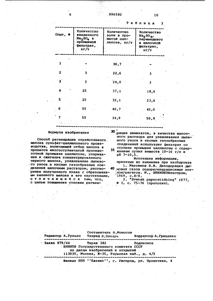 Способ регенерации отработанного щелока сульфат- целлюлозного производства (патент 996582)