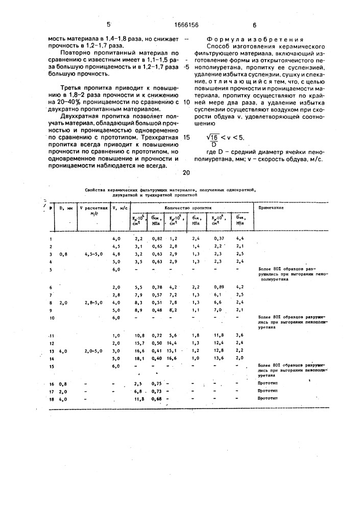 Способ изготовления керамического фильтрующего материала (патент 1666156)