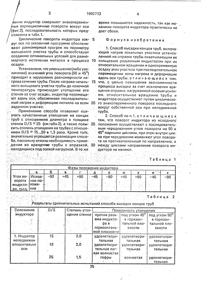 Способ высадки концов труб (патент 1692713)