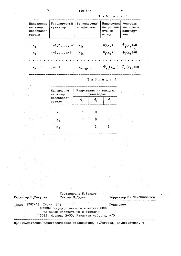 Функциональный преобразователь (патент 1401487)
