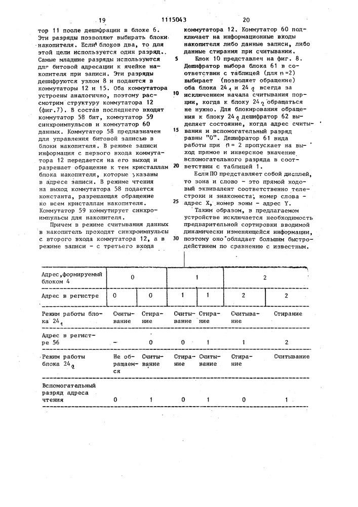 Устройство для ввода и вывода динамически изменяющейся информации (патент 1115043)