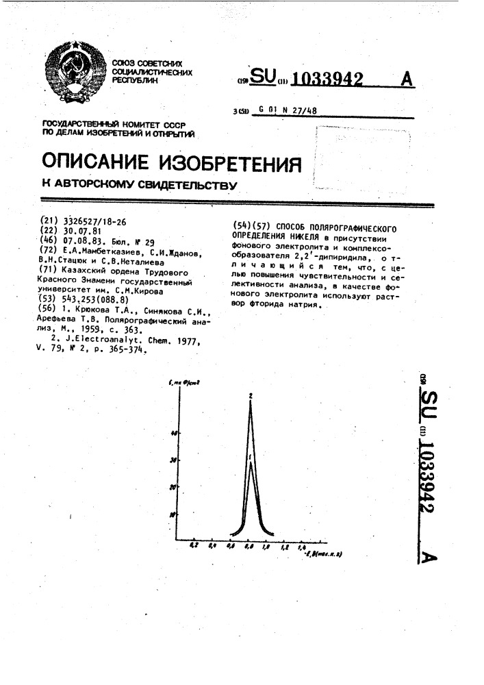 Способ полярографического определения никеля (патент 1033942)