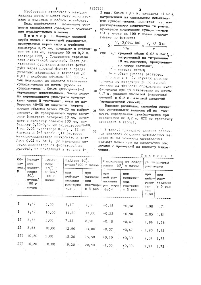 Способ определения суммарного содержания сульфат-ионов в почве (патент 1237111)