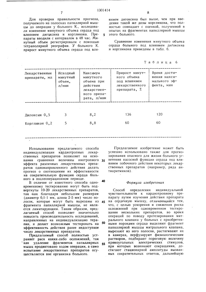 Способ определения индивидуальной чувствительности к кардиотропному препарату (патент 1301414)