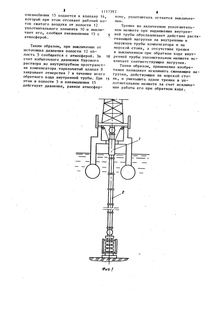 Телескопический компенсатор морского стояка (патент 1117392)