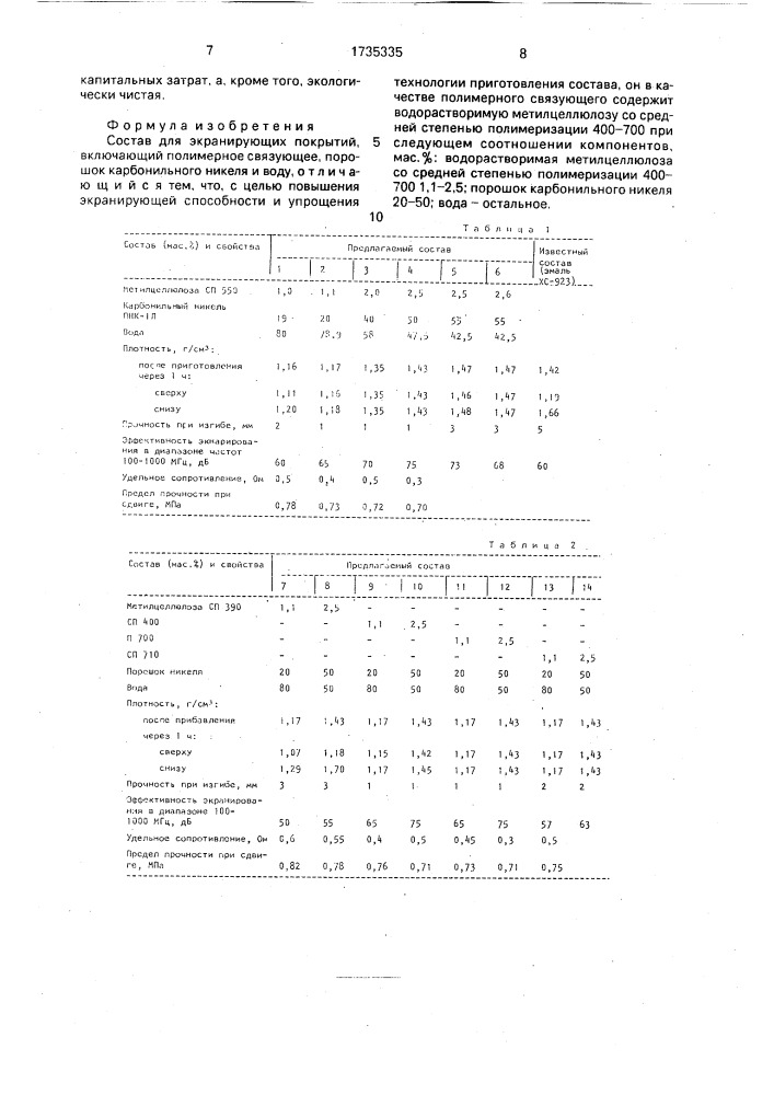 Состав для экранирующих покрытий (патент 1735335)