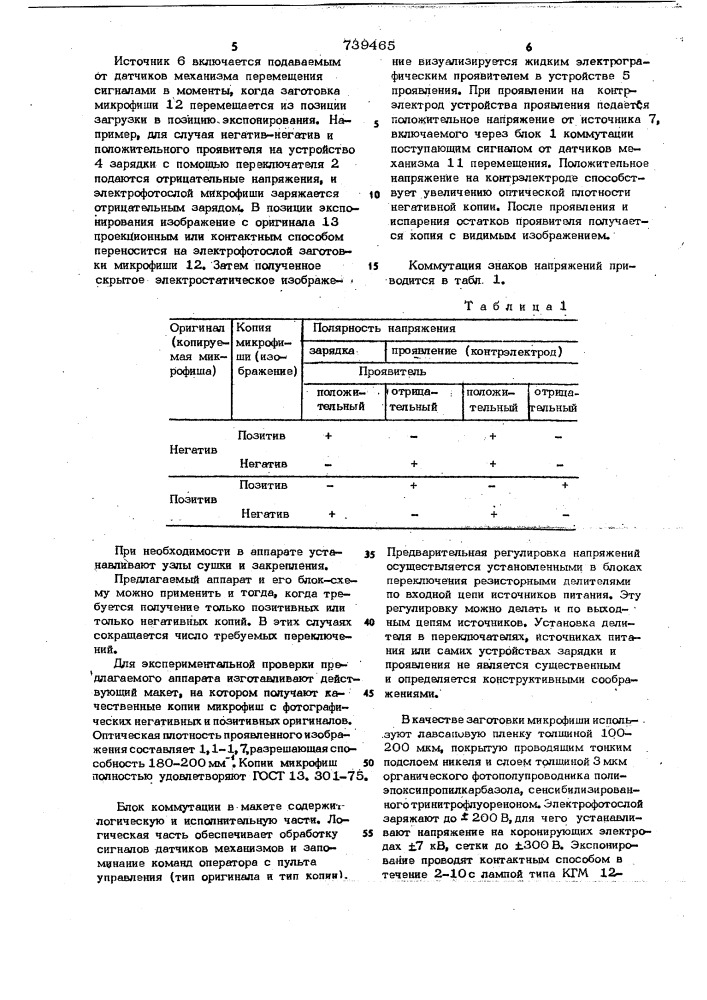 Аппарат для электрофотографического копирования (патент 739465)