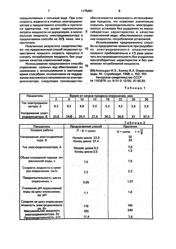 Способ опреснения соленых вод (патент 1176481)