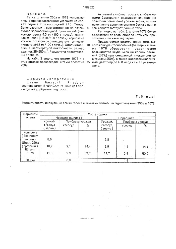 Штамм бактерий rнizовiuм lеguмinоsаruм для производства удобрения под горох (патент 1789523)