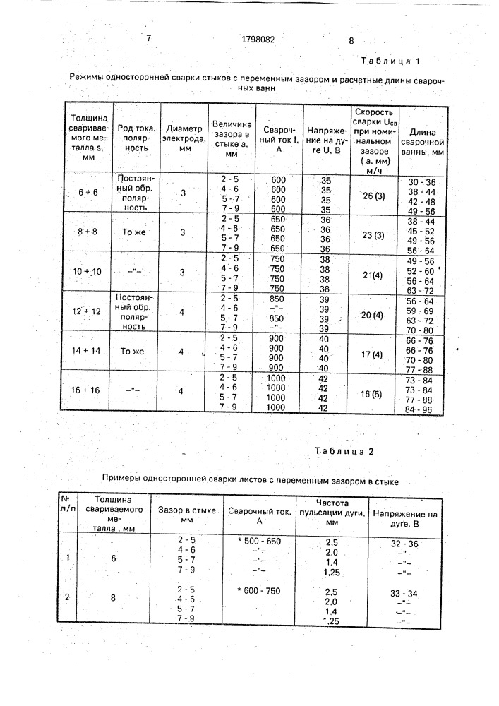 Способ односторонней дуговой автоматической сварки под флюсом (патент 1798082)