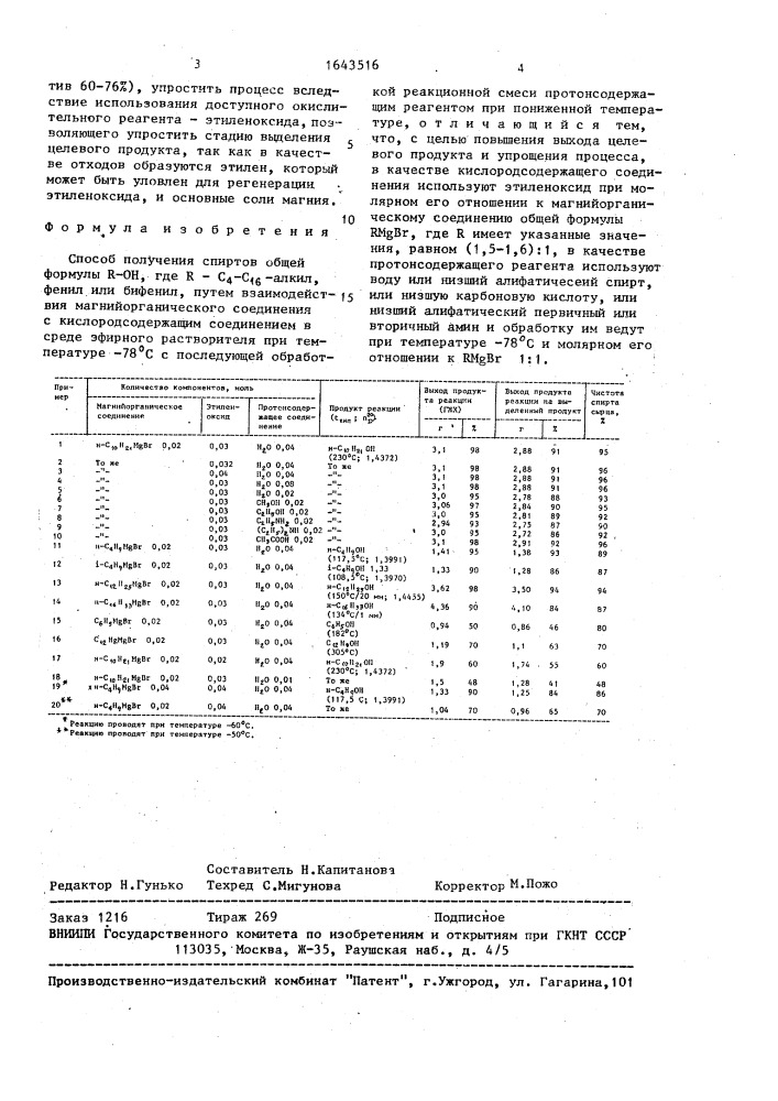 Способ получения спиртов (патент 1643516)