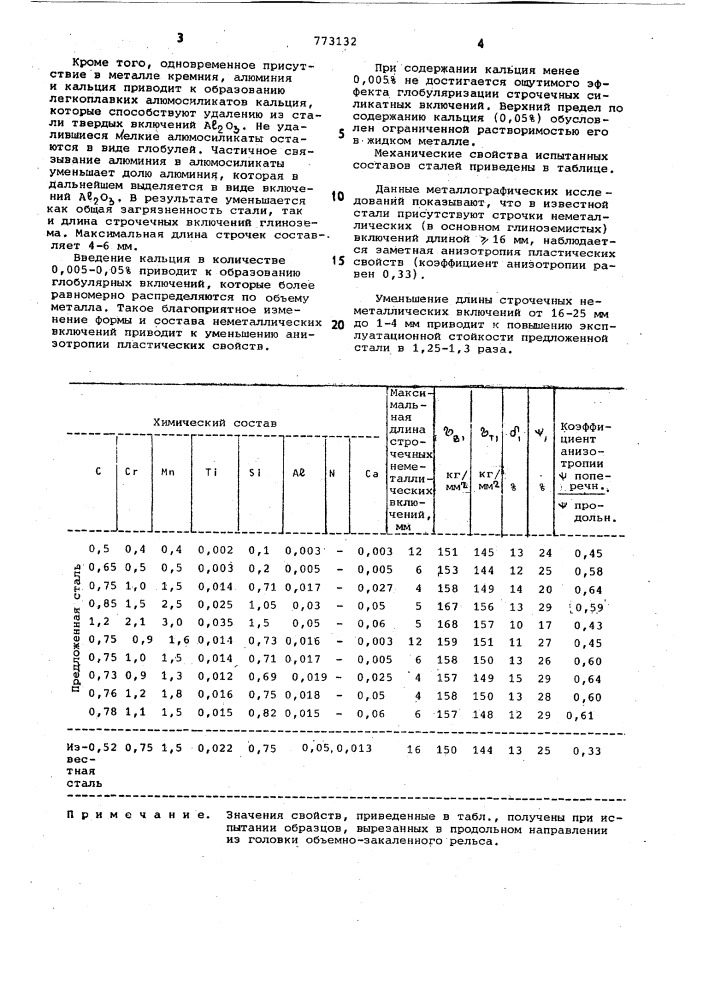 Сталь (патент 773132)