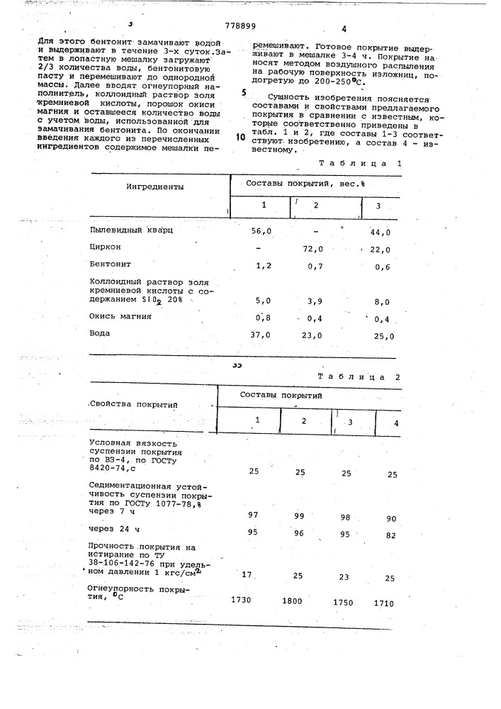 Покрытие для изложниц центробежного литья (патент 778899)