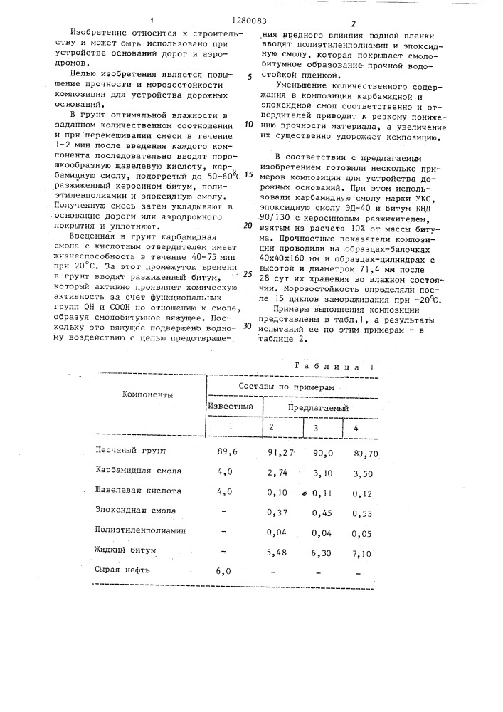 Композиция для устройства дорожных оснований (патент 1280083)