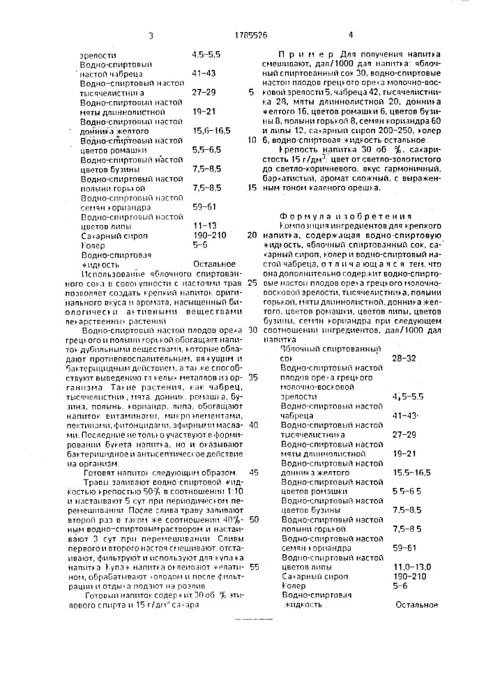 "композиция ингредиентов для крепкого напитка "амазонка" (патент 1785526)